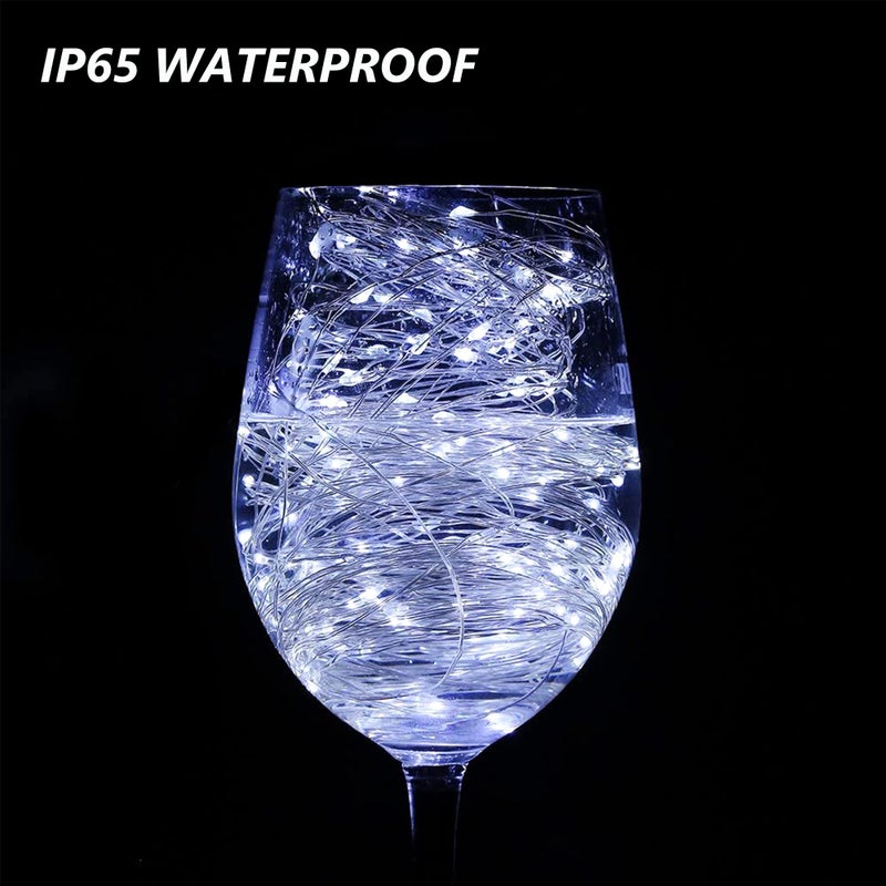 woohaha Solar String Lights, 2 Pack 100 LED Copper Wire Lights, Waterproof Fairy Decoration Starry String Lights - 8 Modes, Indoor/Outdoor for Gardens, Patios, Homes, Parties, Cool White 2 Pack - Image 4